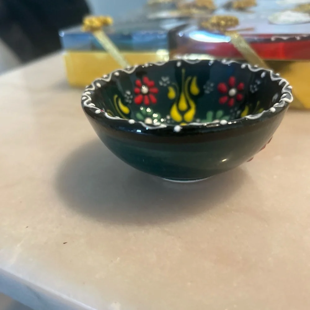 Hand painted turkish ceramic bowls vibrant party favors wedding goodies, bridal